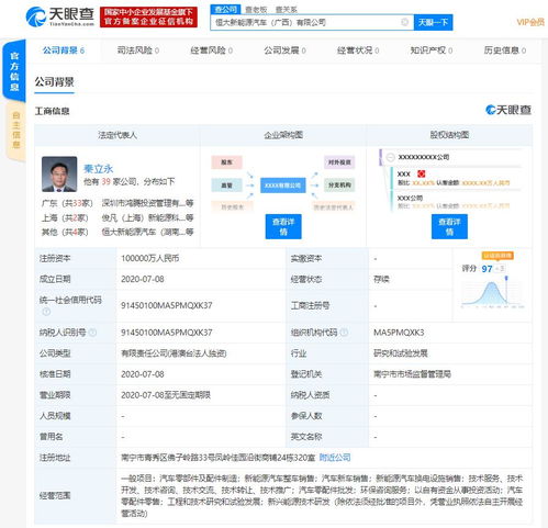 恒大新能源汽車成立兩家新公司，注冊資本總計15億元，深耕信息技術咨詢服務